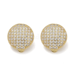 Полукруглые латунные клипсы с микропаве из прозрачных кубических цирконий&nbsp;EJEW-M082-14G