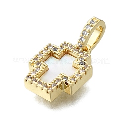 Подвески-крестики из латуни с микропаве и прозрачным кубическим цирконием KK-V010-31G