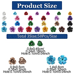 150шт 3 стиля алюминиевый 3d цветок розы&nbsp;FALUM-YW0001-02