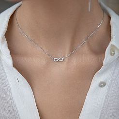 Ожерелье с подвеской в виде бесконечности из стерлингового серебра с микропаве из прозрачных кубических цирконий OV1057-2