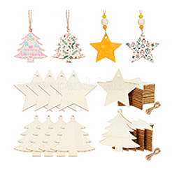 40 шт. 2 стиля рождественской тематики деревянные подвесные настенные украшения HJEW-PH0001-88
