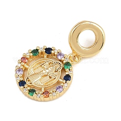 Европейские подвески с подвесками из латуни и разноцветными кубическими цирконами KK-N271-26G