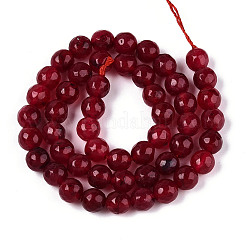 Окрашенные природные белый нефрит бисер пряди&nbsp;G-T139-8mm-60-04