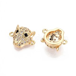 Подвески-коннекторы из латунных микрофибрилл с прозрачными и черными кубическими цирконами&nbsp;KK-T074-87G