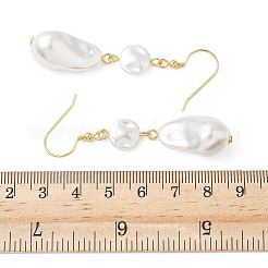 Серьги-подвески из искусственного жемчуга с гальваническим покрытием из нержавеющей стали 304 EJEW-Z129-08G