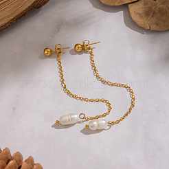 Овальные серьги-гвоздики из нержавеющей стали 304 с пресноводным жемчугом&nbsp;PG0199