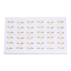 Латунные кольца с открытыми манжетами и натуральным жемчугом с двойными линиями PEAR-N022-C08