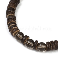 Браслеты из натуральных кокосовых бусин рондель для мужчин BJEW-JB11635-02