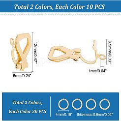 20 шт. 2-х цветная фурнитура для сережек-клипс из нержавеющей стали 304 STAS-UN0038-43