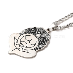 Ожерелья с подвеской из нержавеющей стали с эмалью на тему йоги 201 NJEW-D066-07A-P