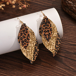 Серьги-подвески из искусственной кожи с леопардовым принтом в виде листьев&nbsp;FS-WG184A7-01
