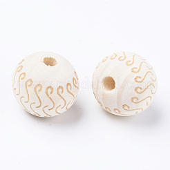 Незаконченная натуральная древесина европейский бисер WOOD-S057-019B