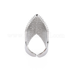 Латунные микро проложить манжеты кольца кубического циркония RJEW-S045-151P