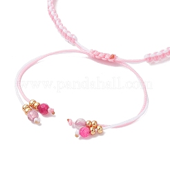 Плетеные браслеты из бусин натурального окрашенного агата BJEW-MZ00253-05