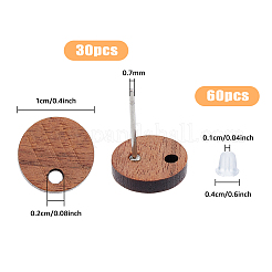 30 шт. фурнитура для сережек-гвоздиков из орехового дерева WOOD-HY0001-14