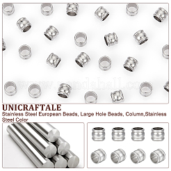 50 шт. Европейские бусины из нержавеющей стали 201 FIND-UN0003-93