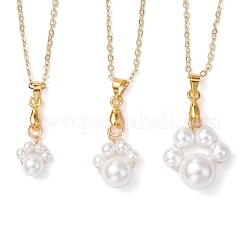 3 шт. 3 размера ожерелья с подвеской в виде круглой бусины с ракушками и жемчугом в виде отпечатка лапы NJEW-JN05171