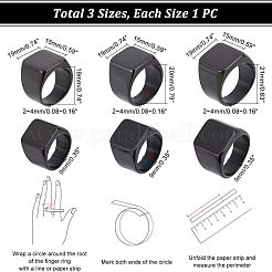 3 шт. 3 размера прямоугольных перстней-печаток из нержавеющей стали 304 RJEW-UN0001-26B
