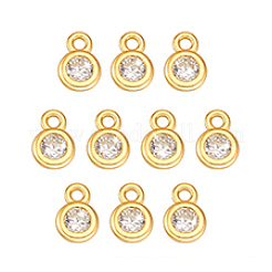 10 шт. 925 плоских круглых подвески из стерлингового серебра с микропаве из прозрачных кубических цирконий STER-PH0004-15