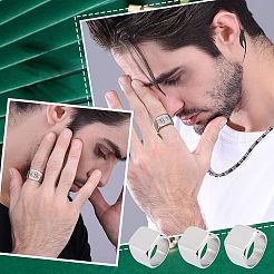 3 шт. 3 размера прямоугольных перстней-печаток из нержавеющей стали 304 RJEW-UN0001-26P