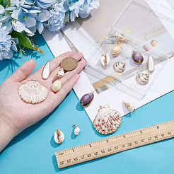 16 шт. 8 стиля подвески из натуральных ракушек с гальваническим покрытием&nbsp;SHEL-ME0001-10