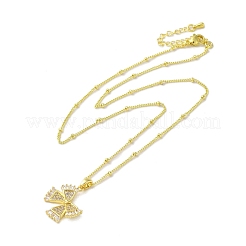Ожерелья с подвеской из латуни с микропаве и прозрачным кубическим цирконием для женщин NJEW-E106-20G-03