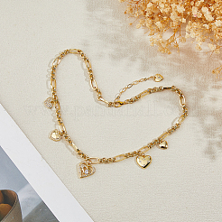 Женские латунные подвески в форме сердца с прозрачным кубическим цирконием&nbsp;NJEW-HS00024