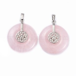 Природного розового кварца подвески G-F640-C03