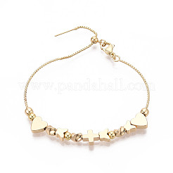 Регулируемые браслеты-слайдеры из латунных бусин для женщин BJEW-T022-19G