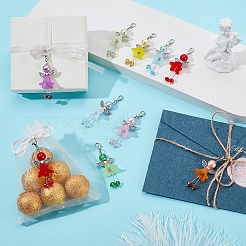 20 шт. 10 цвета ангел из АБС-пластика имитация жемчуга и стекла и сплава подвесные украшения&nbsp;HJEW-PH02255