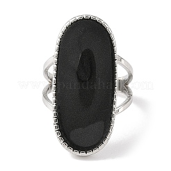 Овальные эмалированные открытые манжеты из нержавеющей стали 304 для женщин RJEW-F166-25P-01