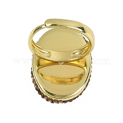 Овальные кольца из натурального тектита и страз&nbsp;RJEW-P128-02G