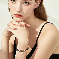 Эластичный браслет Word Mom из акрила и стеклянных бусин&nbsp;BJEW-OC0001-15