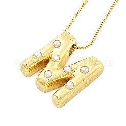 Женские ожерелья с подвеской в виде буквы из латуни и пластика в виде жемчуга&nbsp;LS-NJEW-U017-01G-13