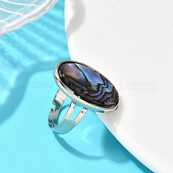 Кольца из латуни и натуральной ракушки пауа RJEW-S638-01P