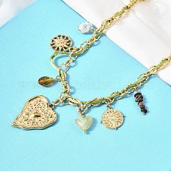 Женские ожерелья-подвески в форме сердца и солнца из нержавеющей стали 304&nbsp;NJEW-A063-12G