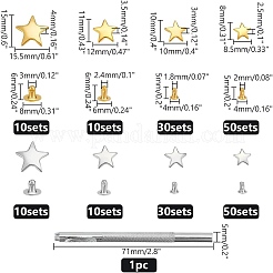 200 комплект 6-х видов железных заклепок в форме звезды FIND-WR0011-66