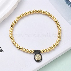 Браслеты с овальными подвесками из латуни BJEW-B148-03C-05