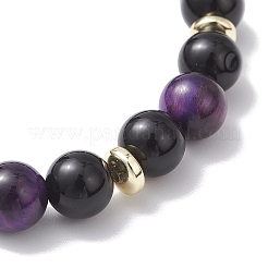 Женские браслеты с круглыми бусинами из натурального тигрового глаза&nbsp;BJEW-JB12762