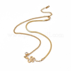 Ожерелье с подвеской из хрустальных страз и цепочками с рисунком «елочка» из нержавеющей стали 304&nbsp;NJEW-P269-04B-G