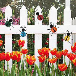 5шт 5 стиля железная божья коровка настенное украшение DJEW-GL0001-04