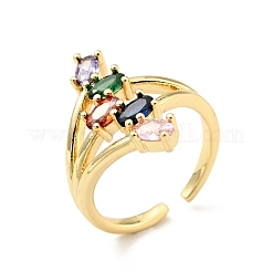 Открытое кольцо-манжета овальной формы с кубическим цирконием RJEW-E046-20G