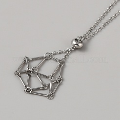 304 нержавеющая сталь плетеная регулировочная цепь макраме мешочек пустой держатель камней для изготовления подвесок ожерелий&nbsp;NJEW-WH0025-01A-P