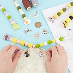 6 спица для вязания из бамбука с бисером и 6 набора эмалевых маркеров для петель из сплава кошек&nbsp;DIY-DR00013