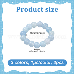3 шт. 3 цвета натурального нефрита эластичные кольца для женщин RJEW-GO0001-02