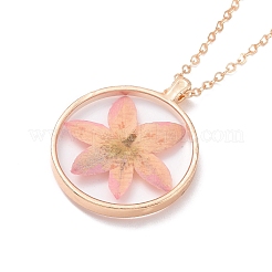 Ожерелье с кулоном из смолы сухого прессования&nbsp;NJEW-G088-01KCG-06