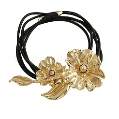 Ремни-цепочки с цветочным узором из черного искусственного кожзаменителя с завязками-шнурками для женщин FS-WG8A29A-01