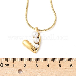 Ожерелья с подвеской в виде сердца из нержавеющей стали 304 и стеклянного жемчуга для женщин NJEW-U045-05G