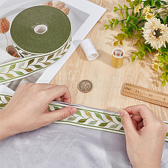 Жаккардовая лента из полиэстера с листьями OCOR-WH0101-67A