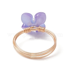 Кольца из цветочного ацетата целлюлозы (смолы) и ракушечного жемчуга RJEW-TA00181-01